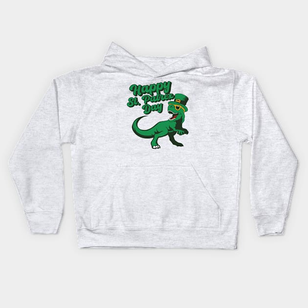 Happy St. Patrex Day - Funny St. Patricks Day Kids Hoodie by notsleepyart